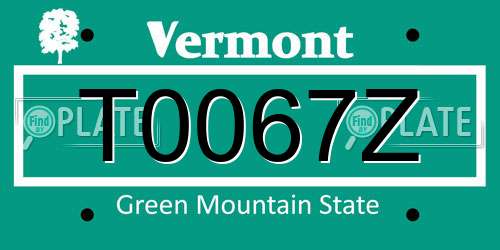 T0067Z Vermont License Plate