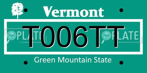 T006TT Vermont License Plate