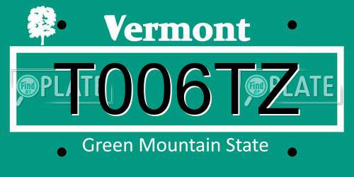 T006TZ Vermont License Plate