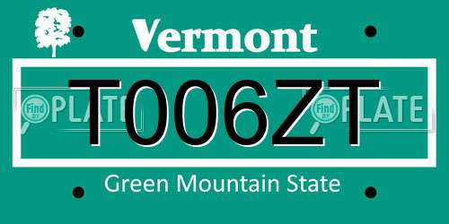 T006ZT Vermont License Plate