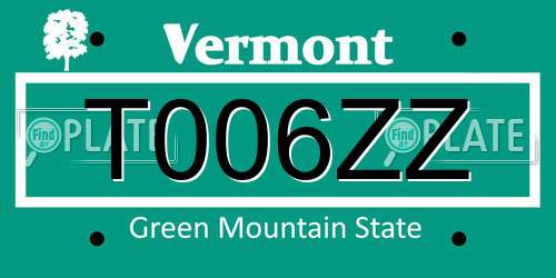 T006ZZ Vermont License Plate
