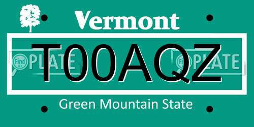 T00AQZ Vermont License Plate