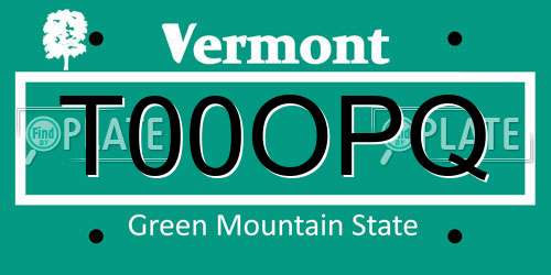 T00OPQ Vermont License Plate
