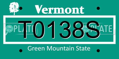 T0138S Vermont License Plate