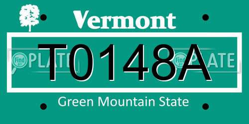 T0148A Vermont License Plate