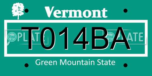 T014BA Vermont License Plate
