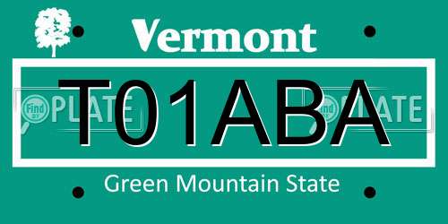 T01ABA Vermont License Plate