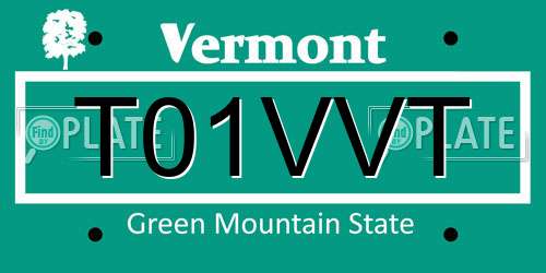 T01VVT Vermont License Plate