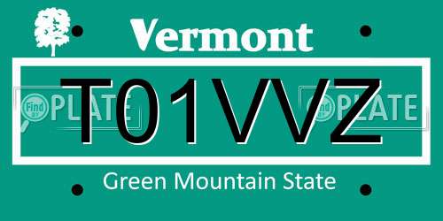 T01VVZ Vermont License Plate
