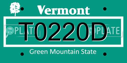 T0220D Vermont License Plate