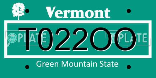 T022OO Vermont License Plate