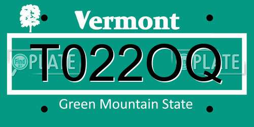 T022OQ Vermont License Plate