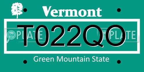 T022QO Vermont License Plate
