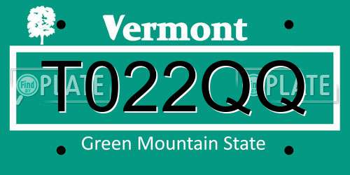 T022QQ Vermont License Plate