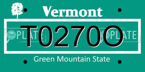 T0270O Vermont License Plate