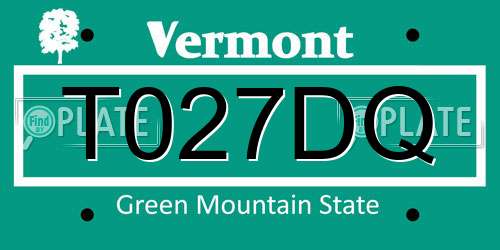 T027DQ Vermont License Plate