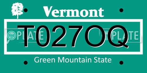 T027OQ Vermont License Plate
