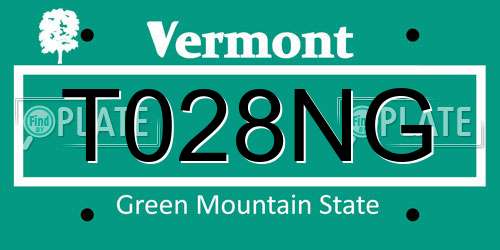 T028NG Vermont License Plate