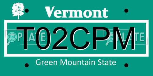 T02CPM Vermont License Plate