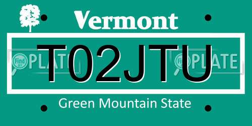 T02JTU Vermont License Plate