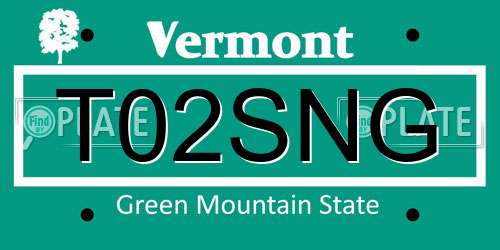 T02SNG Vermont License Plate