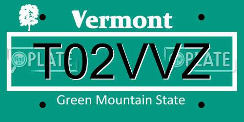 T02VVZ Vermont License Plate