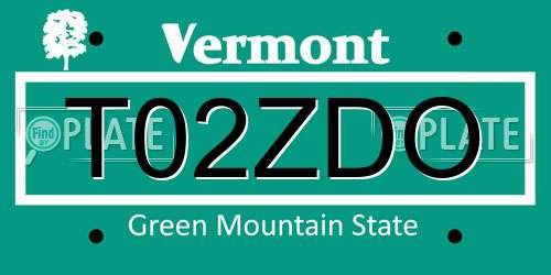 T02ZDO Vermont License Plate