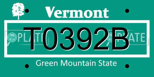 T0392B Vermont License Plate