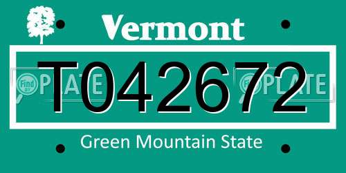 T042672 Vermont License Plate