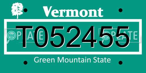 T052455 Vermont License Plate