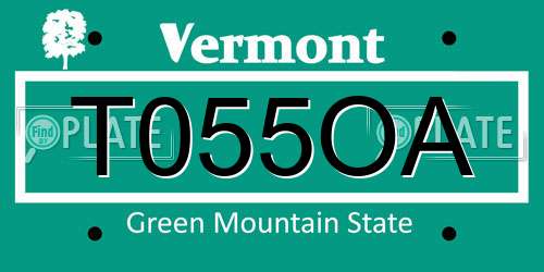 T055OA Vermont License Plate
