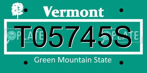 T05745S Vermont License Plate