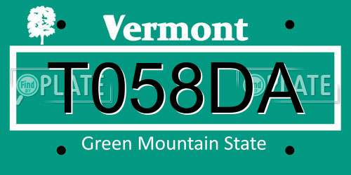 T058DA Vermont License Plate