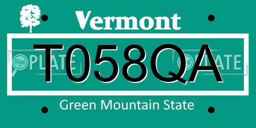 T058QA Vermont License Plate