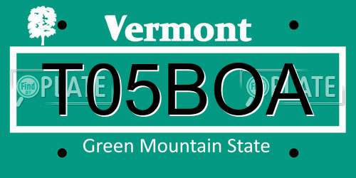 T05BOA Vermont License Plate