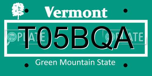 T05BQA Vermont License Plate
