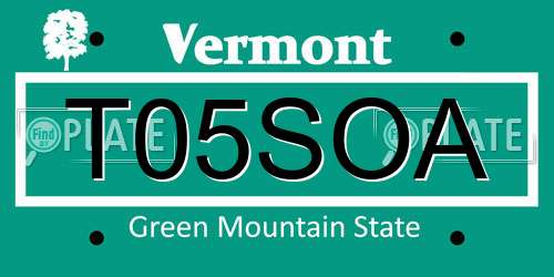 T05SOA Vermont License Plate