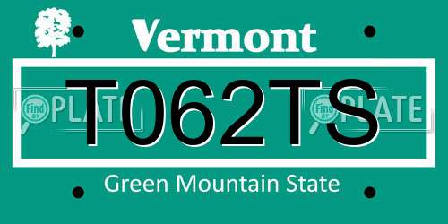 T062TS Vermont License Plate