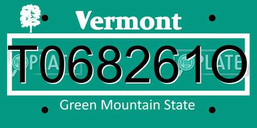 T068261O Vermont License Plate
