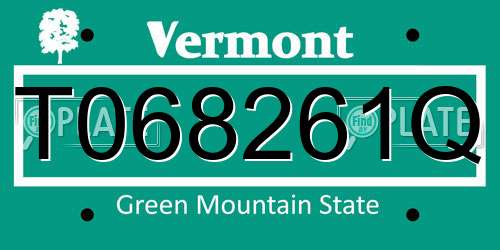 T068261Q Vermont License Plate