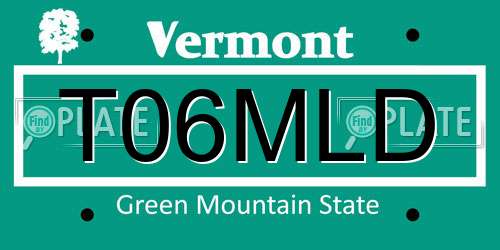 T06MLD Vermont License Plate