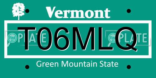 T06MLQ Vermont License Plate