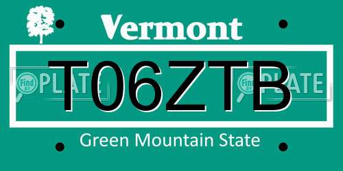 T06ZTB Vermont License Plate