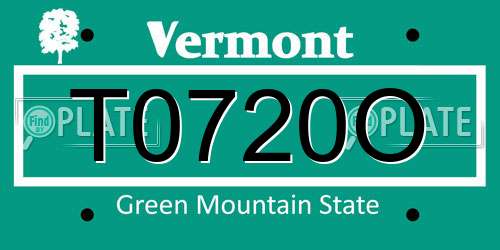 T0720O Vermont License Plate