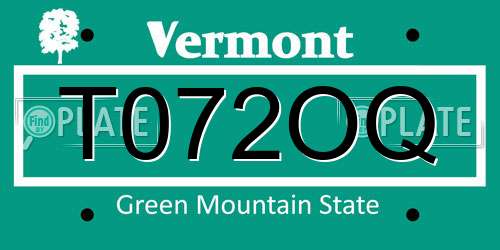 T072OQ Vermont License Plate