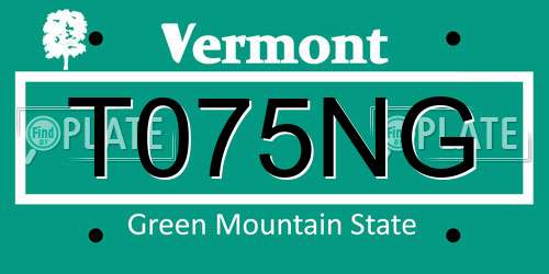 T075NG Vermont License Plate