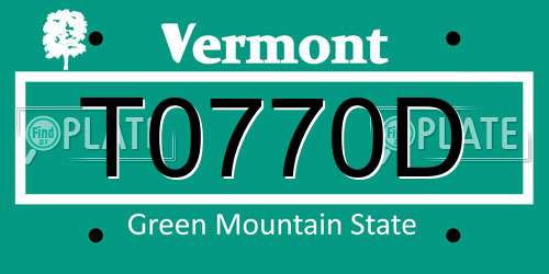 T0770D Vermont License Plate