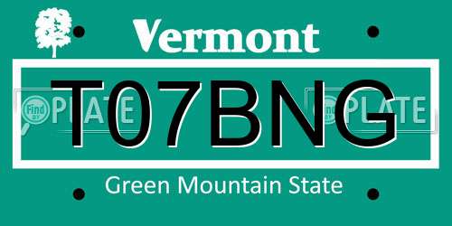 T07BNG Vermont License Plate