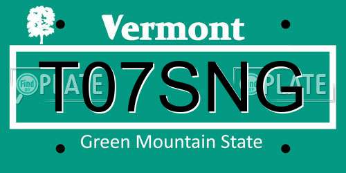 T07SNG Vermont License Plate