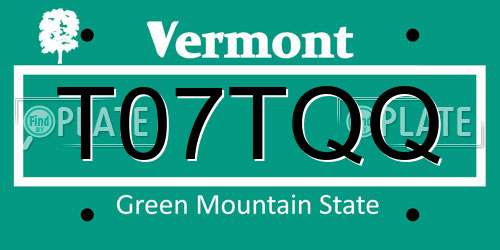 T07TQQ Vermont License Plate